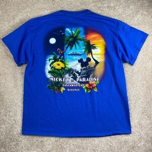 Disney Cruise Line Mickey in Paradise Castaway Cay Bahamas Blue T-Shirt Mens XL